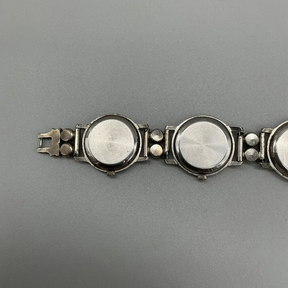 Vintage Jalga Womens Watch 25mm Bronze Dial Silver Tone Penny Coin Band 8.5